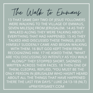 Turn your eyes upon Jesus, The Walk to Emmaus, Green Image, Luke 24:13-18